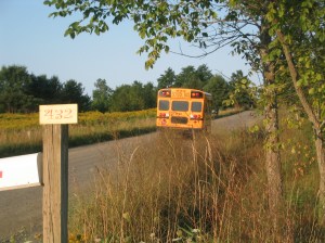 Bus Leaving First Day of School Off They Go