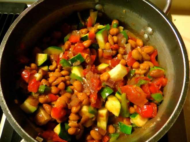 Stage one: most ingredients in the pot