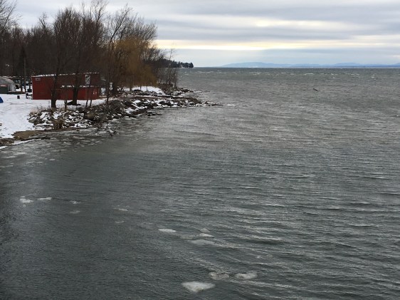 Winooski River flowing into Lake Champlain